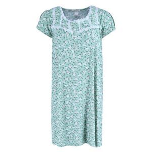 Gabriella Women's Short Sleeve Grey/Green Floral Gown